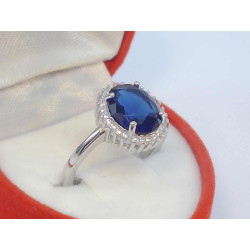 Strieborný prsteň modrý brúsený zirkón 925/1000 3,02g