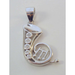 Strieborný prívesok saxofón zdobený zirkónmi VIS129 925/1000 1,29g