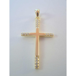 Pozlátený strieborný prívesok krížik zirkóniky VIS144 925/1000 1,44 g
