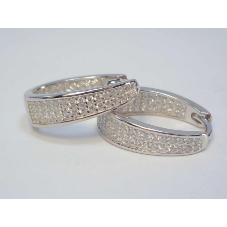 Žiarivé dámske strieborné naušnice s kamienkami ródium VAS459 925/1000 4,59g