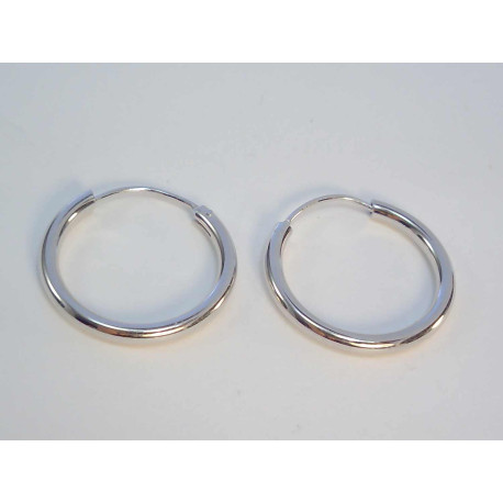 Strieborné naušnice kruhy hladký povrch UNISEX ródium VAS174 925/1000 1,74 g