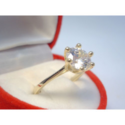 Strieborný pozlátený prsteň s výrazným čírym zirkónom v korunke DPS53276 925/1000 2,76g