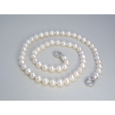 Strieborná retiazka biele perly DRS504047 925/1000 40,47g